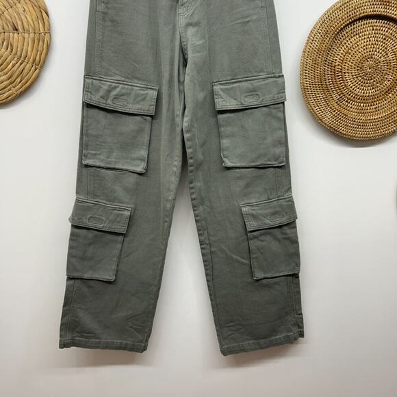 H&M Gray High Waist High Rise Straight Leg Cargo Pants 0 Y2K Style - Picture 4 of 6
